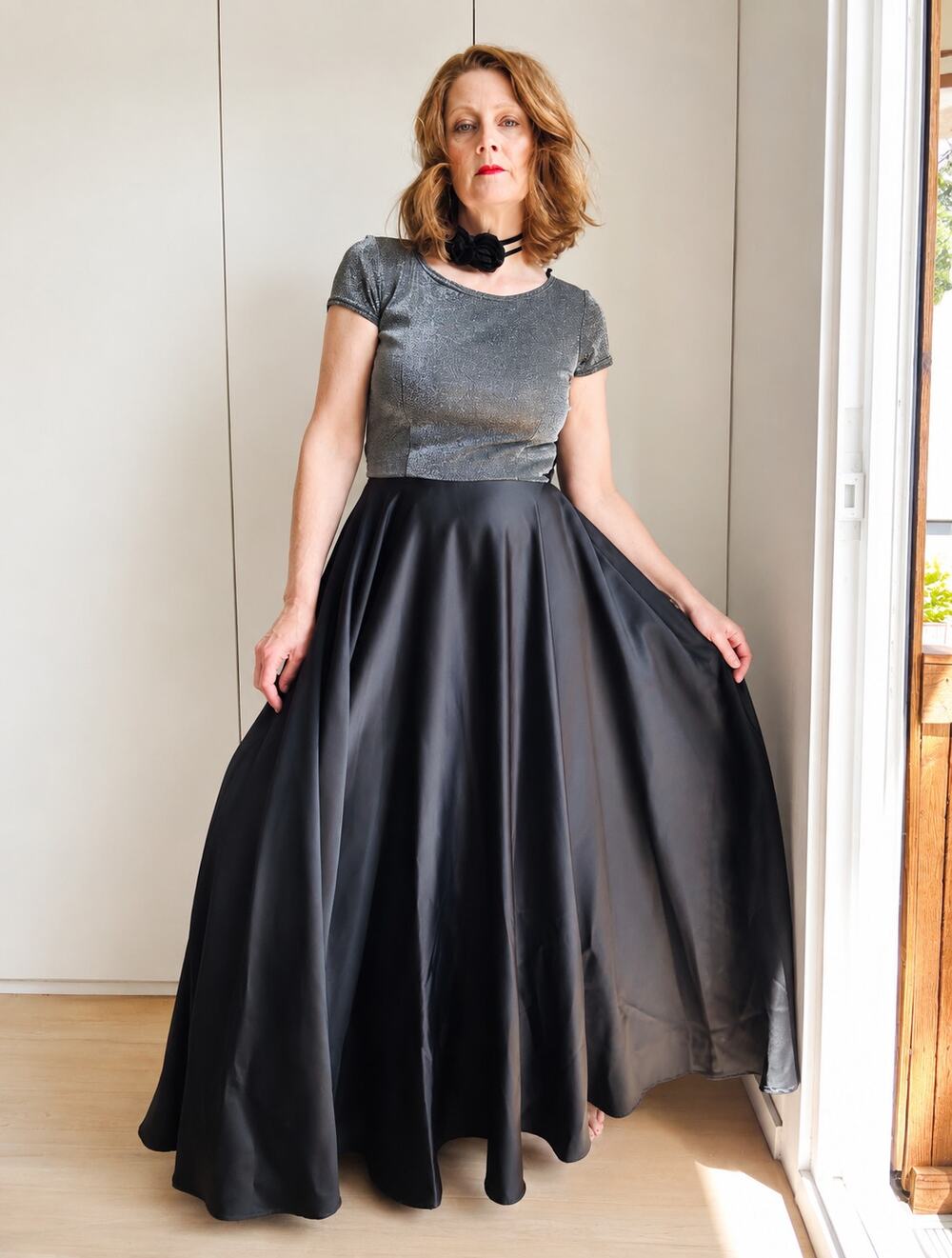 Vintage 90s Rampage Ball Gown Size 11 M/L Black Satin Holiday Party Dress Bow